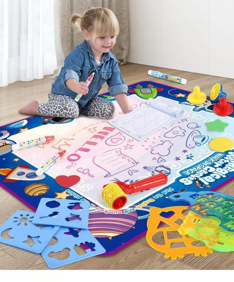 Magic Water Drawing Mat Coloring Doodle Mat Water Absorbing Painting Pad Reusable Magic Pens Painting Board Educational Toys