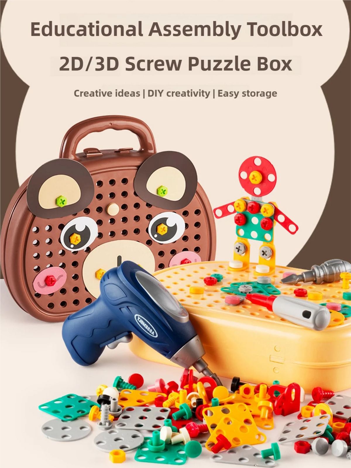 Children's Screw-Twisting Assembly and Disassembly Tool Box Electric Drill Baby Hands-On Educational Toys for Boys