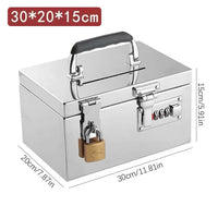 Stainless Steel Bank Password Lock-Box Financial Security Portable Register Bill Box Combination Lock/Padlock Cash Box