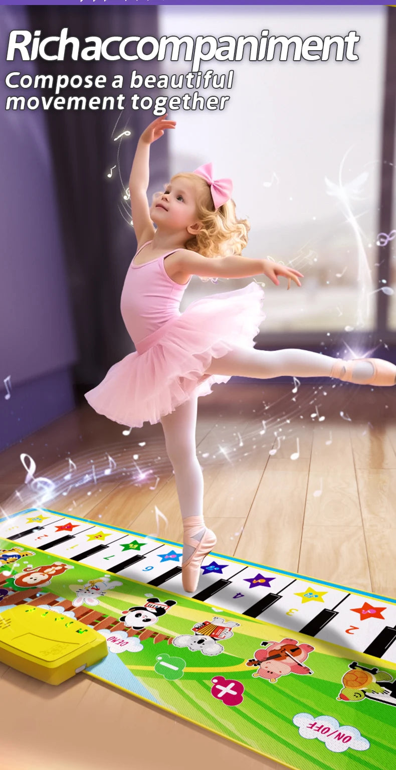 100x36cm Kids Music Piano Mat Toddlers Floor Keyboard Dance Mat with 8 Instrument Sounds Baby Carpet Educational Toys Kids Gifts