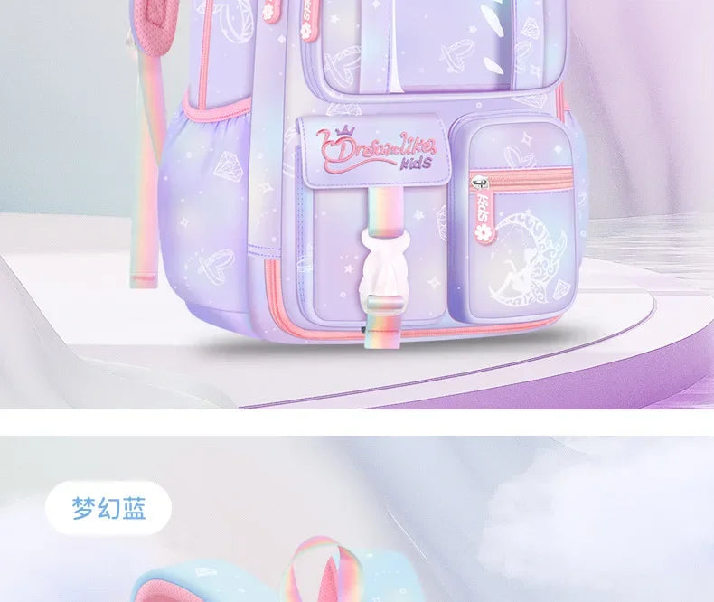 Refrigerator Door Pink Princess Schoolbag Students Female Super Lightweight Large Capacity Anti-splashing Water Large Capacity
