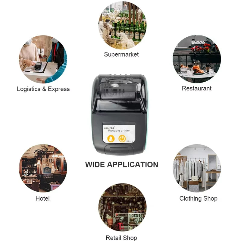 GOOJPRT 58mm Mini Portable Thermal Printer Bluetooth Ticket Bill Receipt POS Printer for Business for IOS/Android Mobile Phone