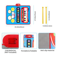 90x70cm Unicorn Music Mat Kid Toddler Mat Piano Keyboard and Drum 2 in 1 Toys Dance Mat 8 Instruments Sound Educational Toys