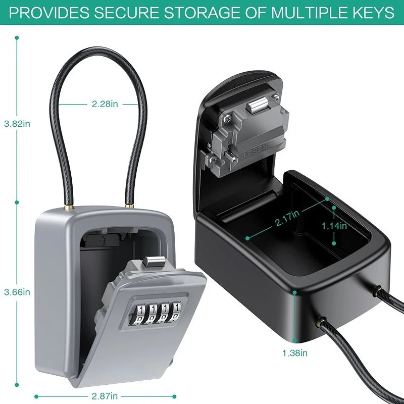 Wall Mount Key Storage Secret Box Organizer 4 Digit Combination Password Security Code Lock No Key Home Key Safe Box
