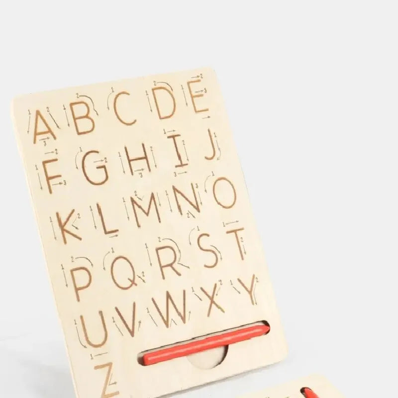 Children Writing Practice Wooden Alphabet Board Alphanumeric Handwritten Track Copy Groove Montessori Toys