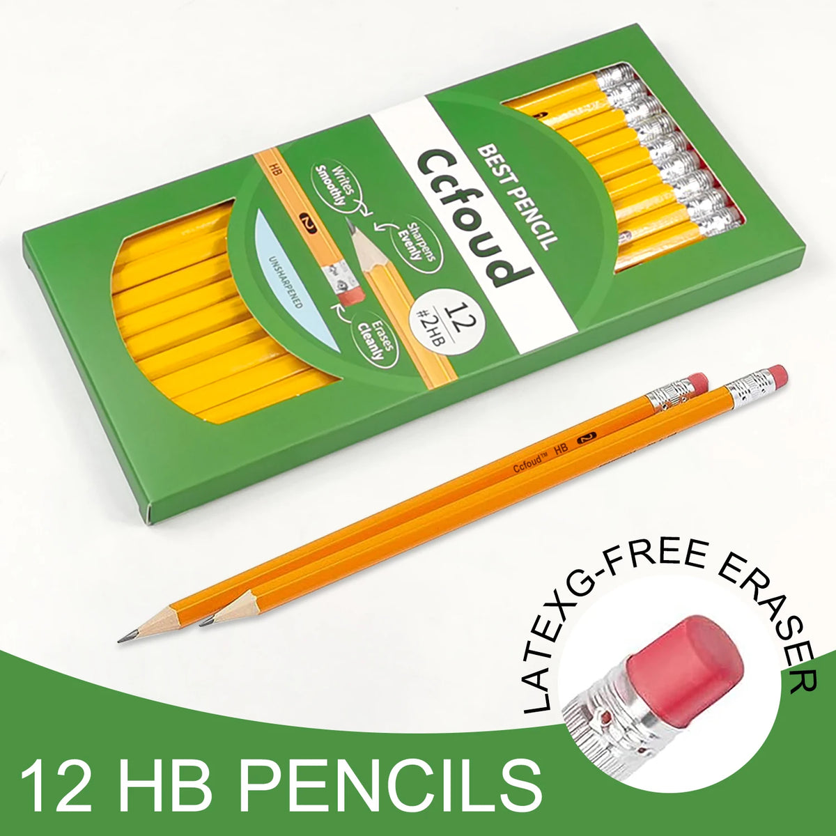 12-150pcs Bulk Pencils with Eraser top,2 HB Pencils for Writhing, Drawing and Sketching,Yellow Wood-Cased Pencils