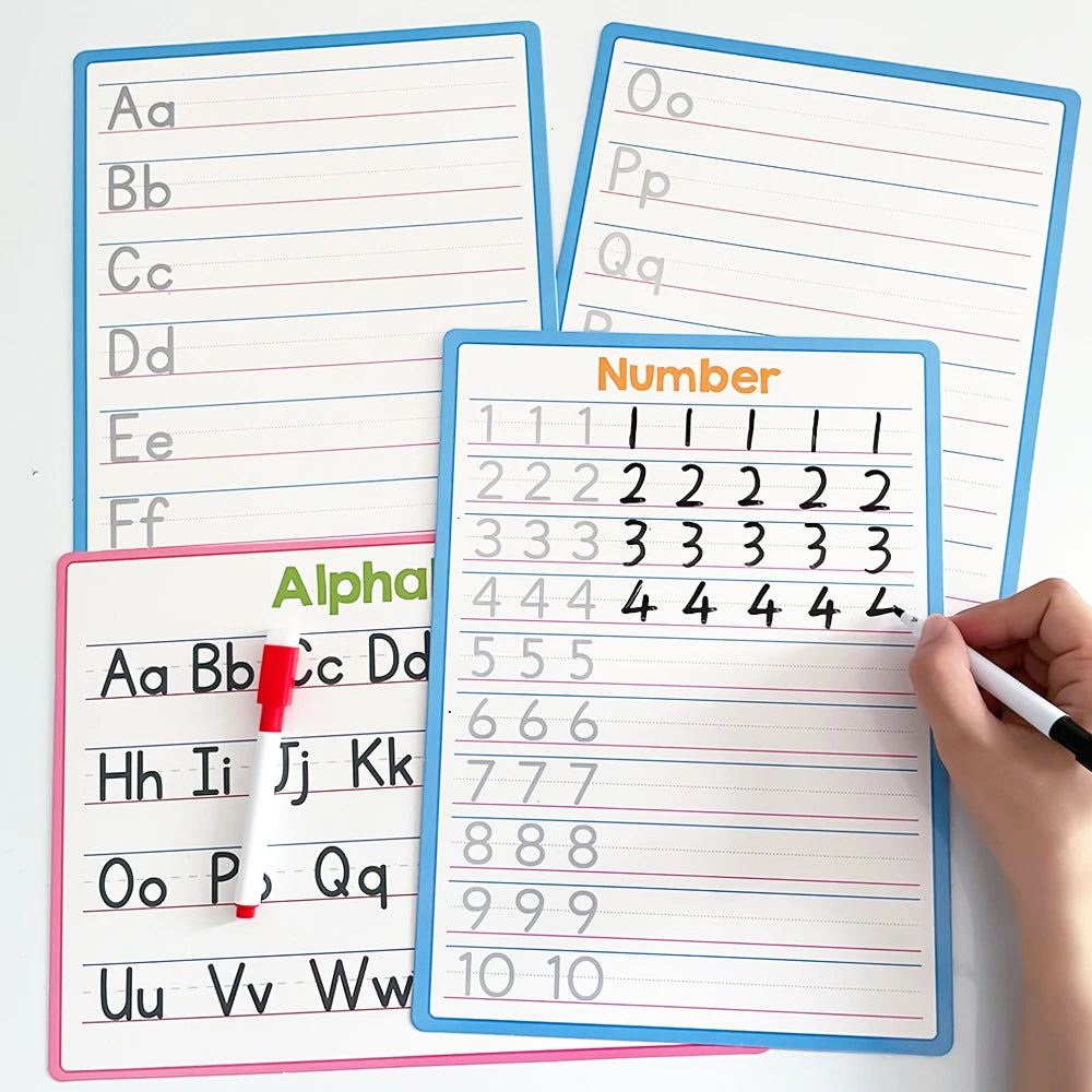Dry Erase Handwriting Tracing Practice Board for Kids Write and Wipe Reusable Boards for Kindergarten and Preschool Montessori