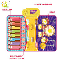 3IN1 Multifunctional Music Play Mat Piano Keyboard Dance Floor Drum Game Playmat Sensory Education Toys for Children Kids Gifts