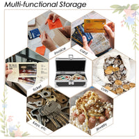 Lockable Cash Box with Key Aluminium Alloy Money Coins Bank Cards Jewelry Storage Box Portable Hidd Mini Safe Locker