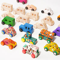 DIY handmade wooden graffiti car, children's colorful painting and coloring model, toy, three-dimensional coloring building bloc