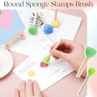 10pcs Sponge Stamps Mini Painting Brush with Wooden Handle Gift for Kids Children DIY Craft Scrapbooking Drawing Ink Card Making