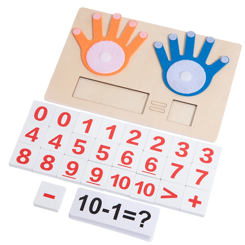 Math Finger Counting Wooden Number Math Learning Games Montessori Toys Intellectual Development Teaching Aids For Toddlers