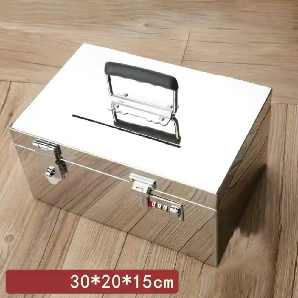 Stainless Steel Bank Password Lock-Box Financial Security Portable Register Bill Box Combination Lock/Padlock Cash Box