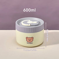 Portable Cute 304 Stainless Steel Insulated Bento Lunch Box For Kids Students Leak-proof Keep Warm Food Container Microwave Safe