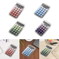 Calculator with Mechanical Buttons Easy to Read Cute Bottom Antiskid Retro with LCD Display for Daily and Basic Office Students