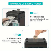 Creative Piggy Bank Automatic Mini Safe Coins Cash Saving Money Box Password Counter Code Key Lock Coin Bank ATM Child Gift