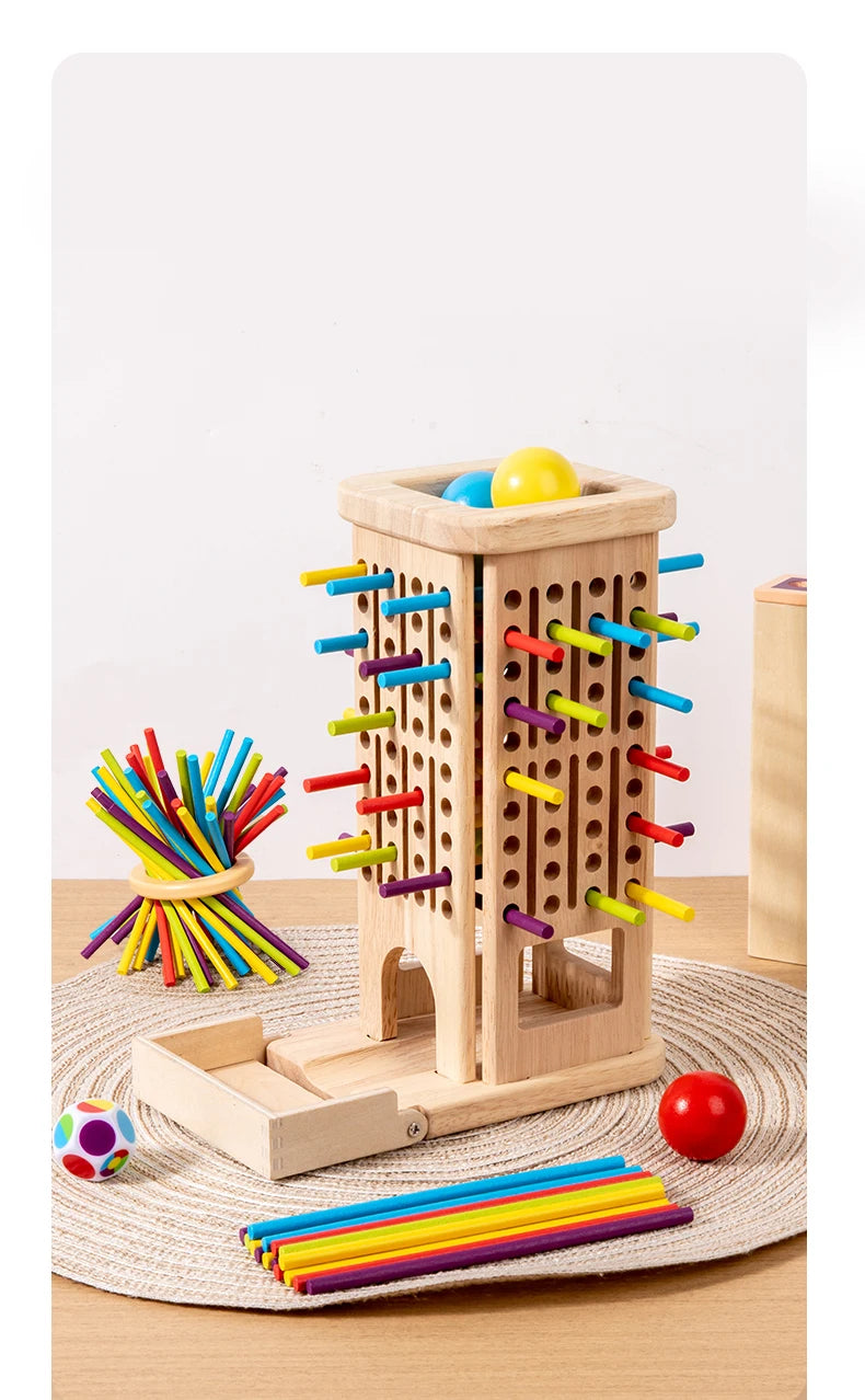New 3in1 Wooden Stick and Tower Game Arithmetic Early Education Montessori Toys Thinking Training Parent-child Interactive Toy