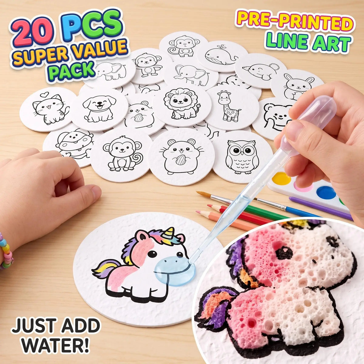 [20Pcs/50Pcs] Magic 3D Foam Explosion Art Paper Water Activated Expanding Drawing Board Kids DIY Craft Toy Puffy Texture Paintin