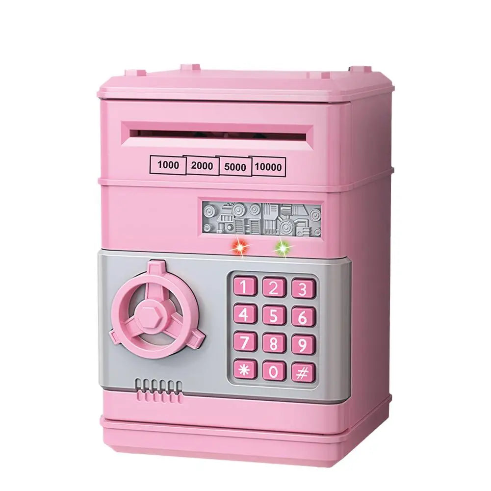 Electronic Piggy Bank Automatic Mini Safe Coins Cash Saving Money Box Password Counter Code Key Lock Coin Bank ATM Child Gift