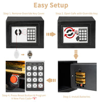 0.2 Cubic Feet Electronic Digital Safe, Steel Home Cash Safe and Fireproof Cash Bag for Hiding Safe Cash