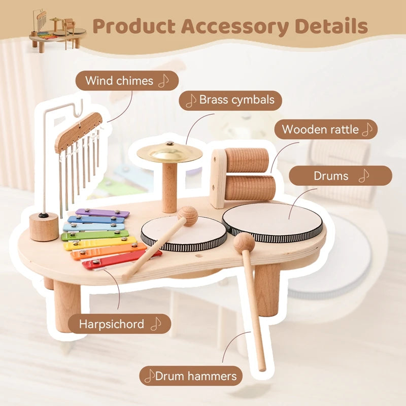 Baby Educational Toys Wooden Aeolian Bells Montessori Children's Musical Toys Xylophone Newborn Birthday Gifts Music Table Toys