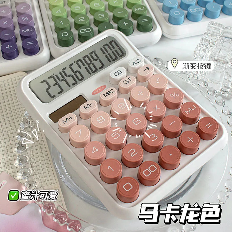 High Aesthetic Solar Calculator Gradient Color Button Battery Dual-Use Suitable for Home, School and Office Supplies