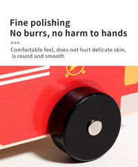 Wooden Montessori Fire Truck - Nut Screw Disassembly Assembly Tool Car, STEM Toy for Toddlers to Develop Hands-On Skills
