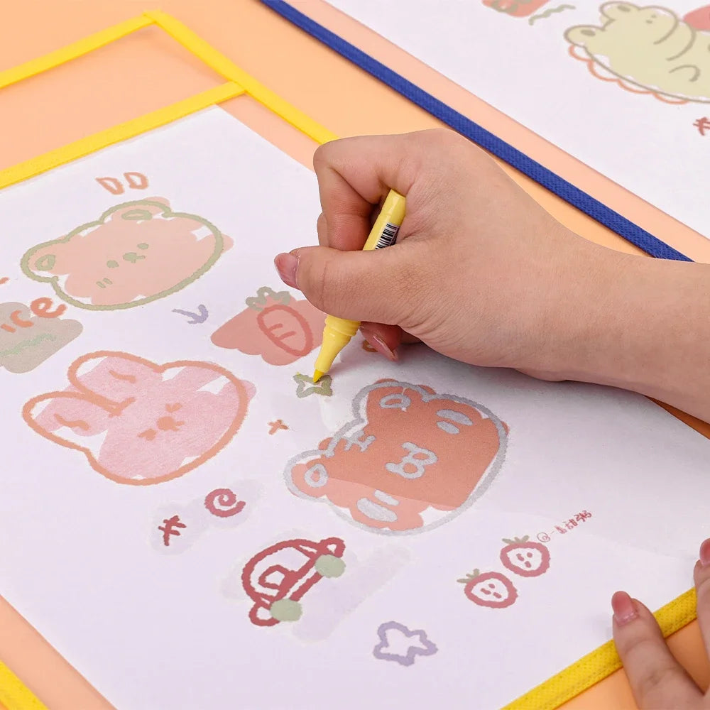 Dry Erase Pockets Reusable File Holder Transparent A4 Folders Kids Teaching Drawing Board Stationary Files Card Storage Supplies