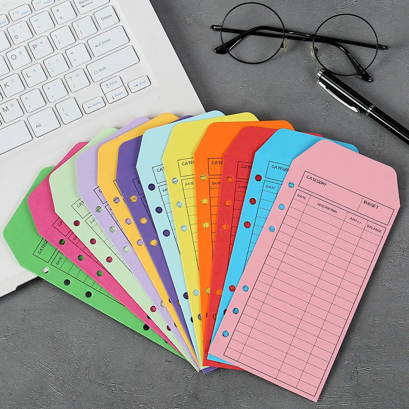 Set of 13 Vibrant Binders(1 Binder+12 Color Envelope), Cash Envelope Organizer - For Tracking Weekly and Monthly Spending Report