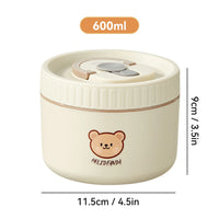 Portable Cute 304 Stainless Steel Insulated Bento Lunch Box For Kids Students Leak-proof Keep Warm Food Container Microwave Safe