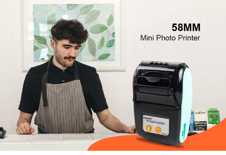 GOOJPRT 58mm Mini Portable Thermal Printer Bluetooth Ticket Bill Receipt POS Printer for Business for IOS/Android Mobile Phone