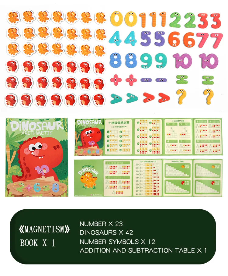 Dinosaur Theme Children's Math Tiles Number Decomposition Arithmetic 1-20 Addition And Subtraction Early Education Toys