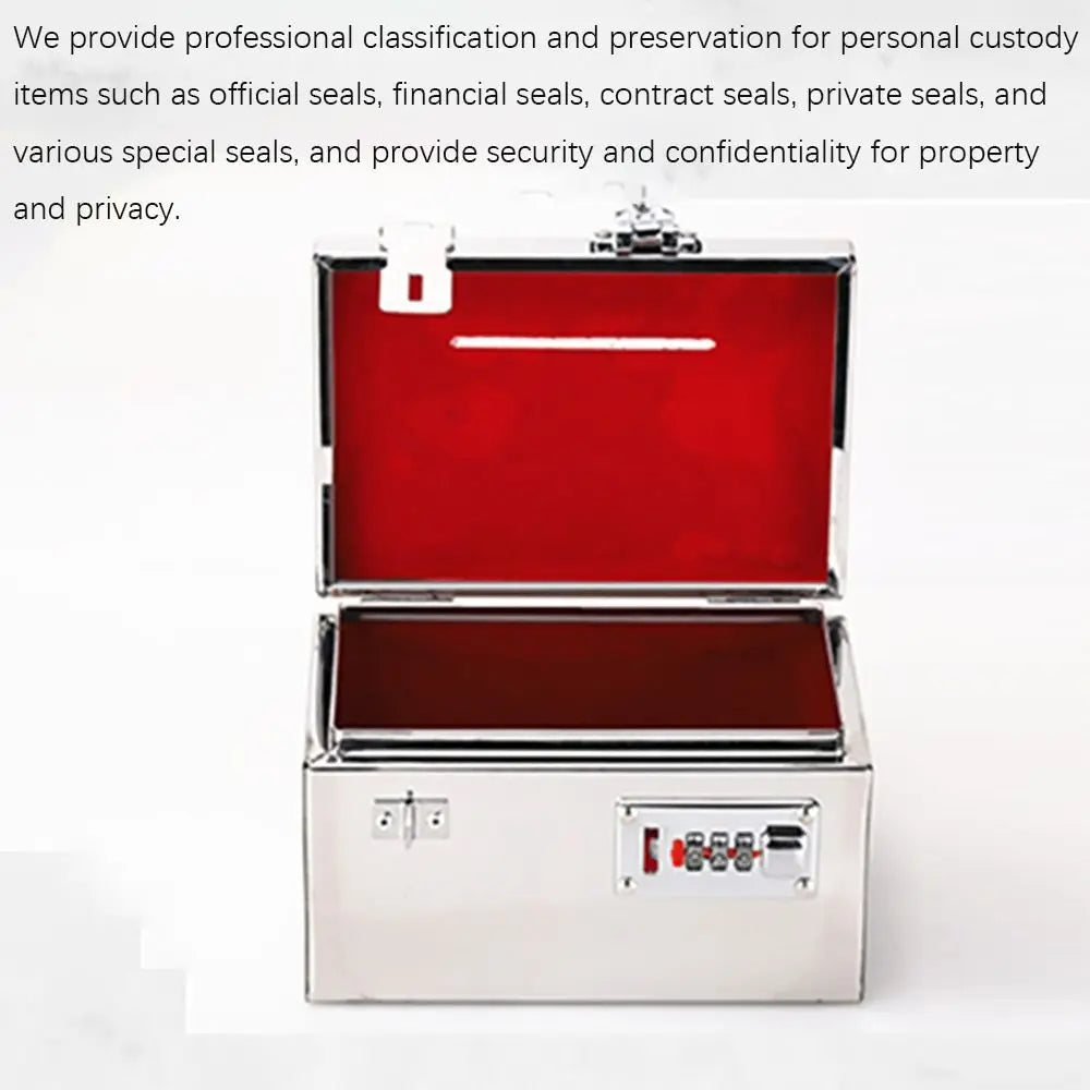 Stainless Steel Bank Password Lock-Box Financial Security Portable Register Bill Box Combination Lock/Padlock Cash Box