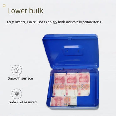 Small/Large Locking Cash Box Safe with Combination Lock Lock Storage Box Double Layer Key Lock/ Password Metal Money Box Office
