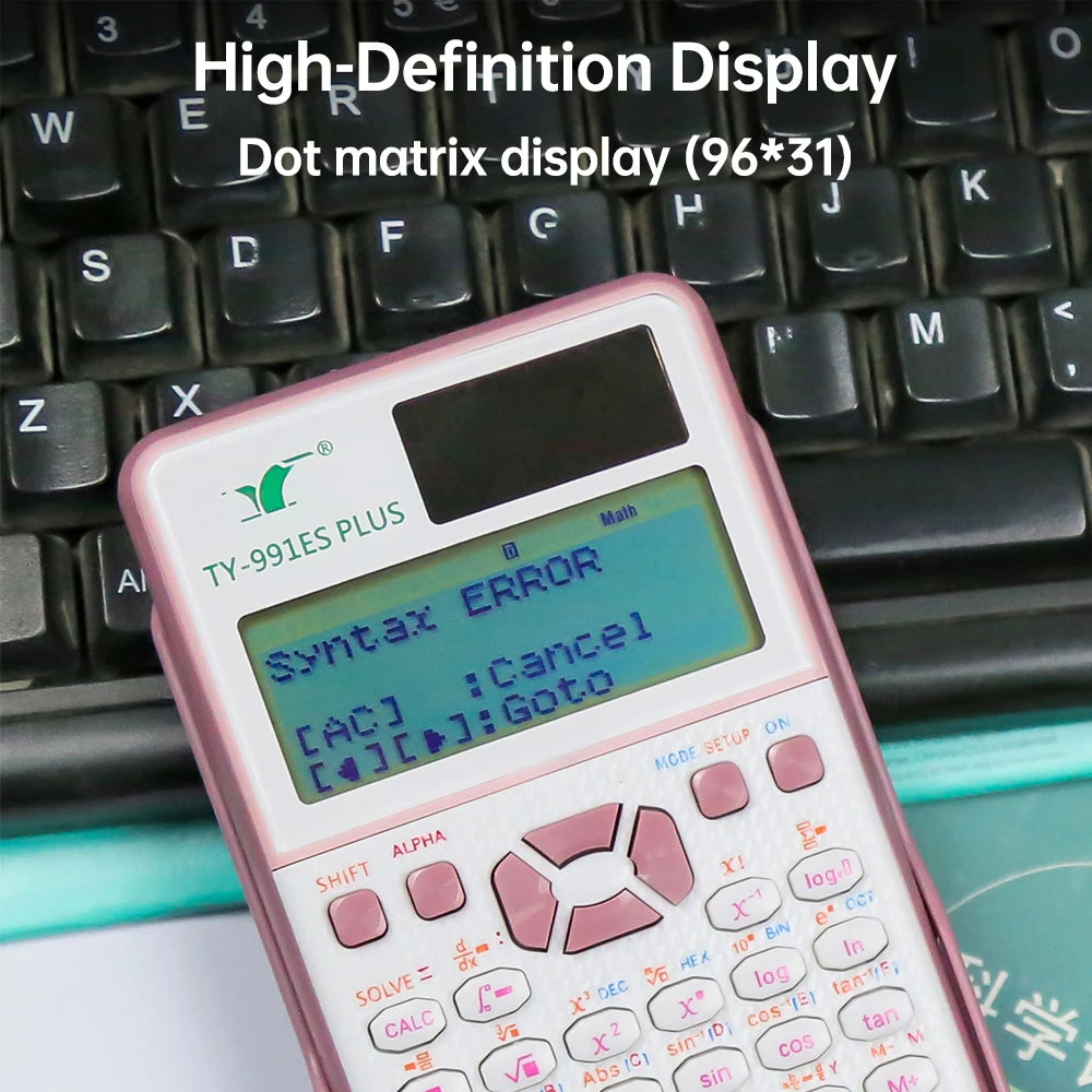 【New】Scientific Calculators Math Calculator with 417 Function HD Dot Matrix Display 96*31) Dual Power Supply