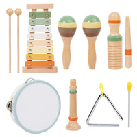 Montessori 6-in-1 Wooden Percussion Set - Music Discovery Kit for Toddlers 1-3 | Xylophone, Shakers, Sensory Toys & Gift