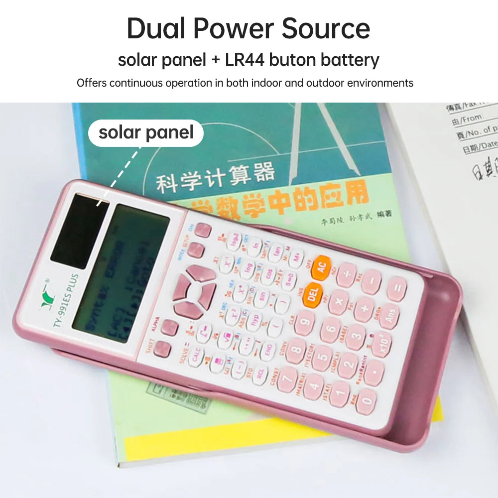 【New】Scientific Calculators Math Calculator with 417 Function HD Dot Matrix Display 96*31) Dual Power Supply