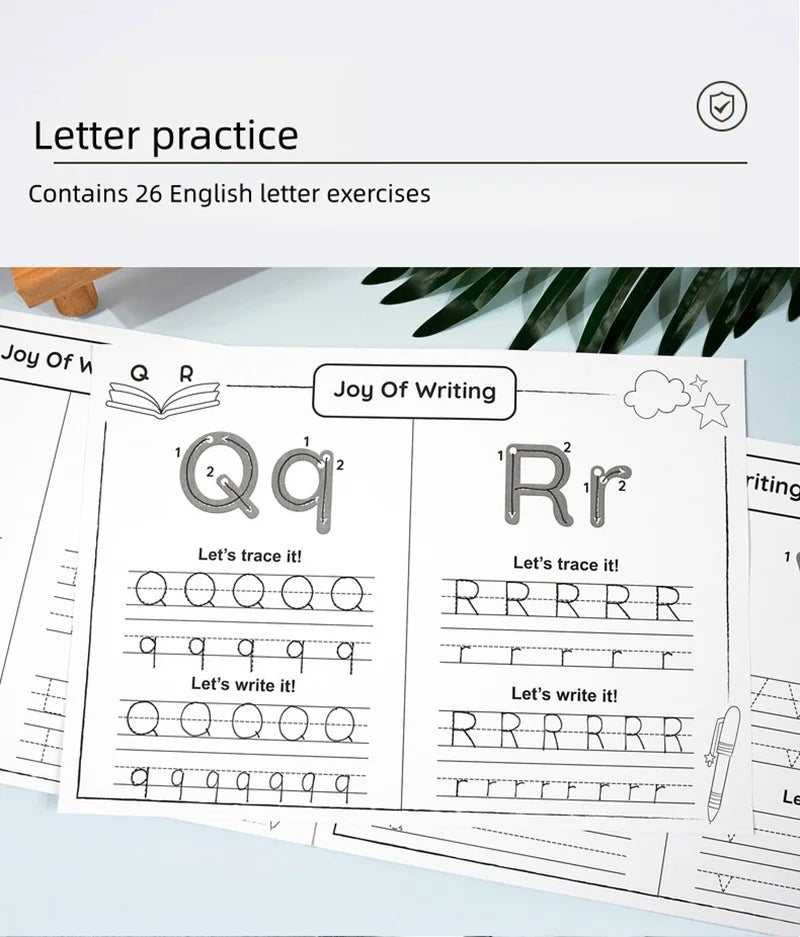 Alphabet Practice Workbook For Kids Handwriting Tracing Picture Book with Stickers Pen Control Training Coloring Book