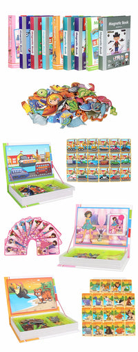 Montessori Magnetic Busy Book 3D Cartoon Puzzles Jigsaw Funny Brain Training Game Educational Learning Toys for Kids Gift Xmas