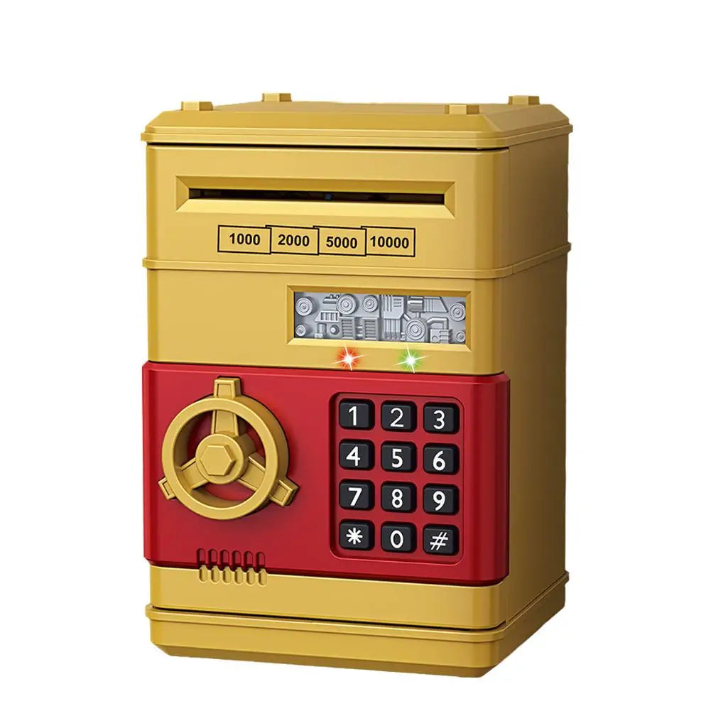 Electronic Piggy Bank Automatic Mini Safe Coins Cash Saving Money Box Password Counter Code Key Lock Coin Bank ATM Child Gift