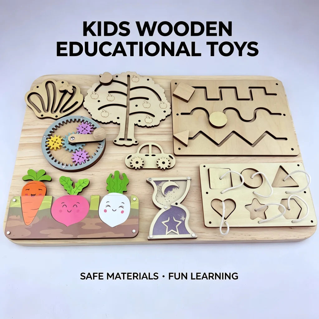 Busy Board Diy Accessories Montessori Early Education Toys Kids Activity Busyboard Material Teaching  Wooden Game 2-6 Years Old