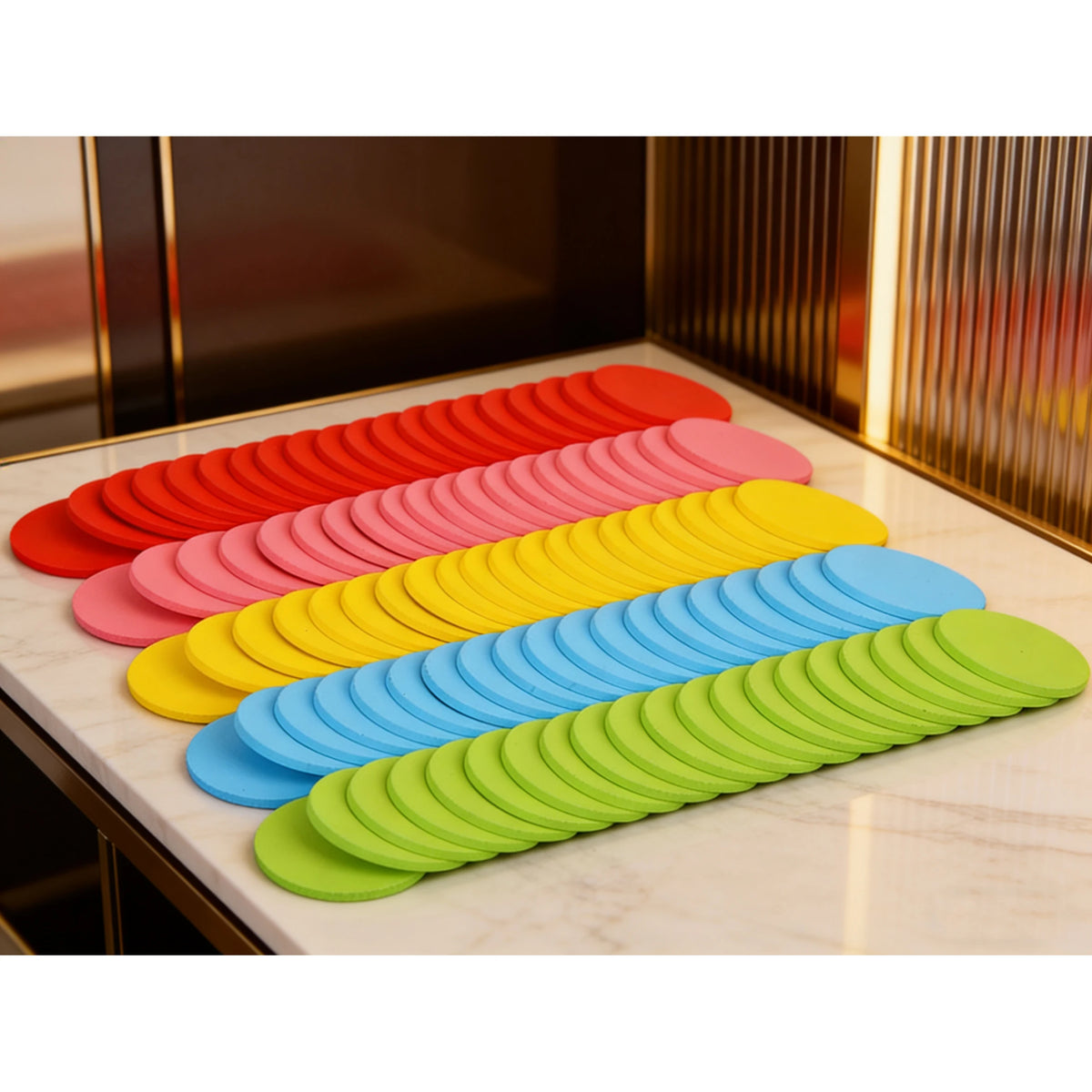 100 Counting Discs Foam Math Toy Toddlers Bright Red Pink Yellow Blue Green Chips with Numbers to Enhance Perception Recognition