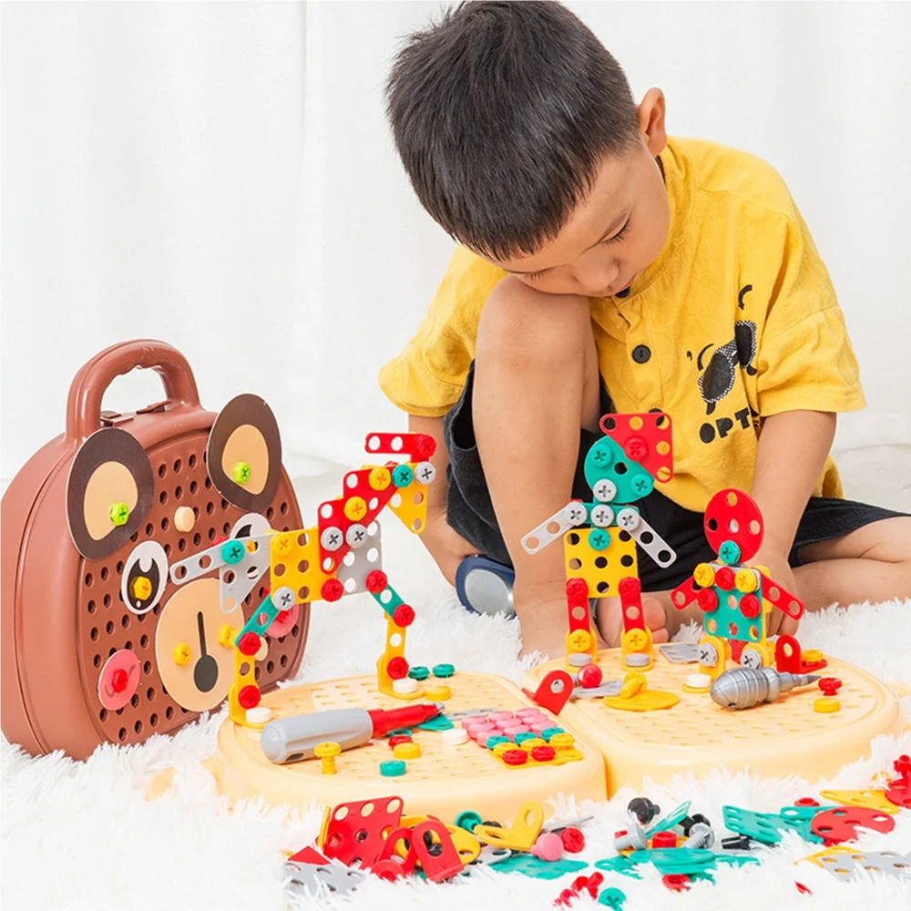Children's Screw-Twisting Assembly and Disassembly Tool Box Electric Drill Baby Hands-On Educational Toys for Boys