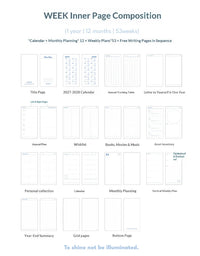 Planwith 2027 Weekly Planner A6 8-Grid Layout Hardcover Agenda Annual Tracker Month Plan Lunar Date Organizer for Adult Student