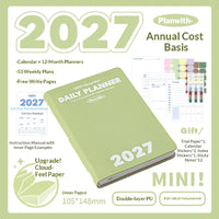Planwith 2027 Weekly Planner A6 8-Grid Layout Hardcover Agenda Annual Tracker Month Plan Lunar Date Organizer for Adult Student