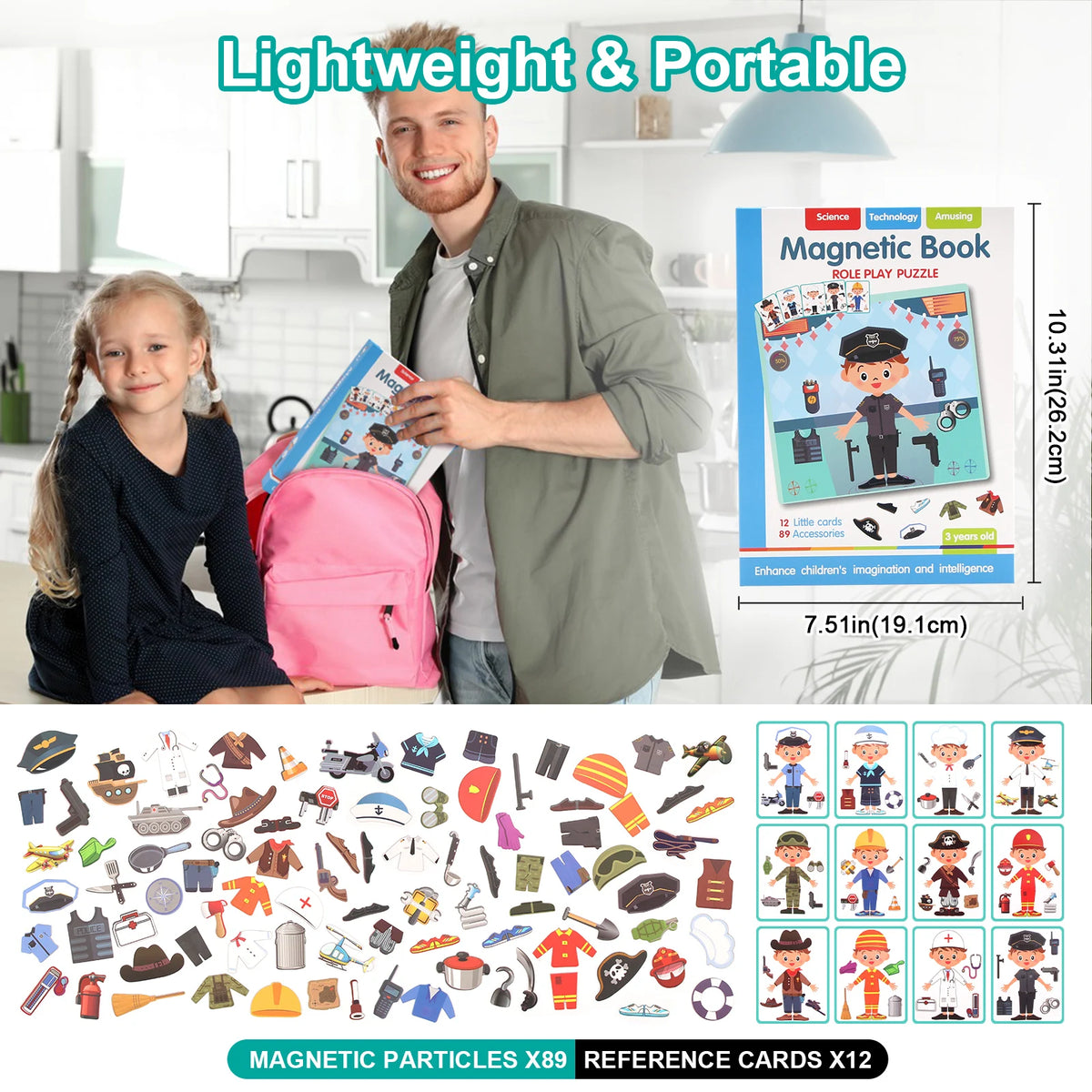 Montessori Magnetic Busy Book 3D Cartoon Puzzles Jigsaw Funny Brain Training Game Educational Learning Toys for Kids Gift Xmas