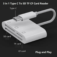 USB Type C CF Card Reader for iPhone 3 in 1 SD TF CF Card Reader lightning CF Card Adapter Camera Card Reader Plug and Play