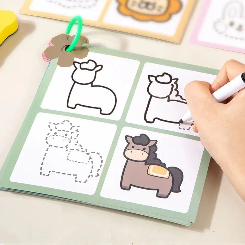 Reusable Tracing Book Pen Control Training Toy with Erasable Symmetrical Graphics for Kids To Practice Concentration Early