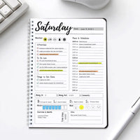Daily Planner Notebook Spiral Bound Weekly & Daily Schedule to Do List Mood Water Intake Budget Journal