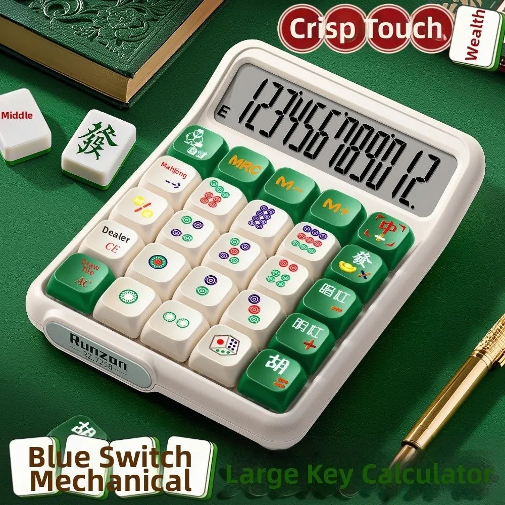 Detachable Mute Mahjong-Sound Calculator Cute Cartoon Electronic Calculators Mechanical Buttons Large Screen